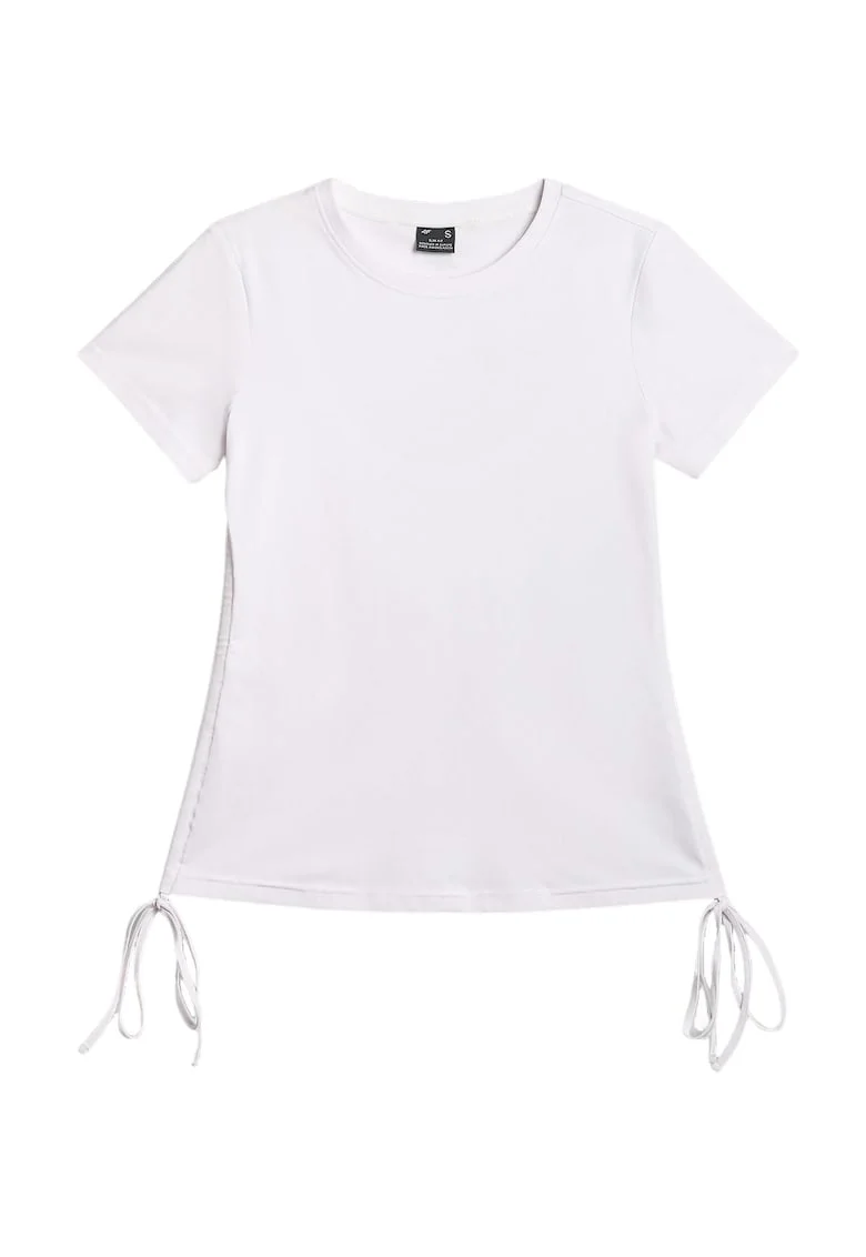 Tricou dama  croiala ajustata, decolteu rotund, bumbac gros, alb
