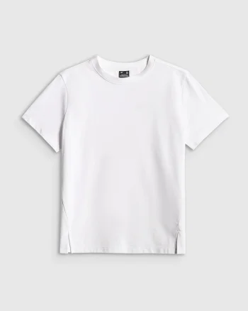 Tricou dama  regular, alb, material de grosime medie, croiala confortabila