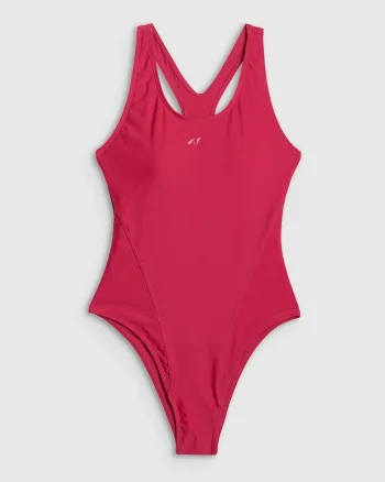Costum de baie intreg,  rosu, croiala slim, material cu uscare rapida