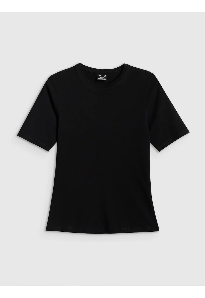 Tricou dama  F3703, slim, confortabil, material de grosime medie, culoare negru, bumbac