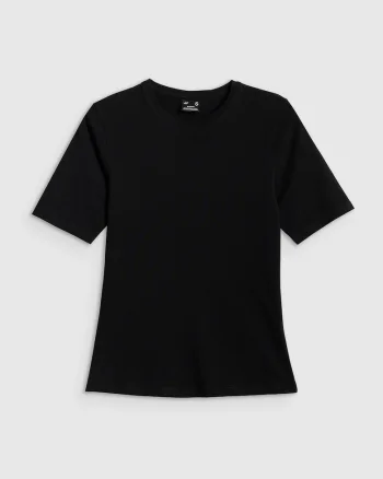 Tricou dama  F3703, slim, confortabil, material de grosime medie, culoare negru, bumbac