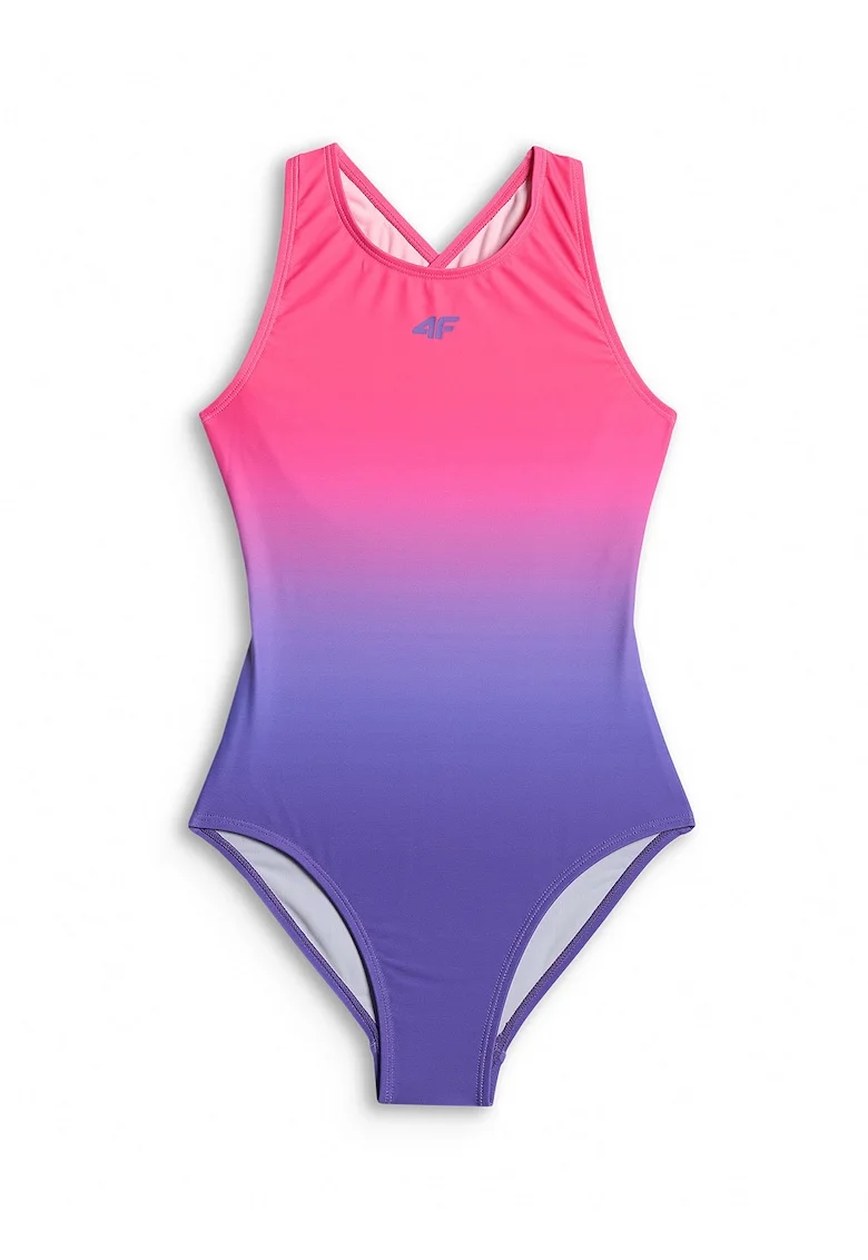 Costum de baie intreg pentru fete  protectie impotriva clorului, filtru UPF 30+, violet/roz, poliester|elastan