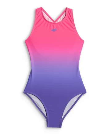 Costum de baie intreg pentru fete  protectie impotriva clorului, filtru UPF 30+, violet/roz, poliester|elastan