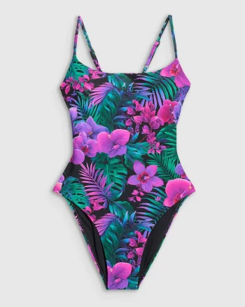 Costum de baie intreg dama,  croiala ajustata, uscare rapida, multicolor