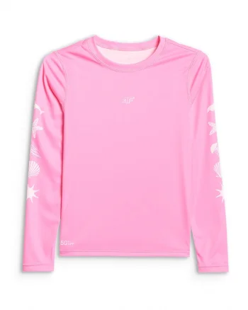 Bluza de inot pentru fete  UPF 50+, uscare rapida, imprimeu, roz, poliester