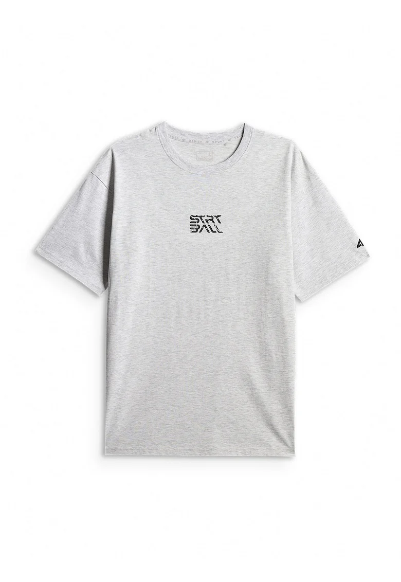 Tricou barbati  lejer cu imprimeu, gri, 100% bumbac