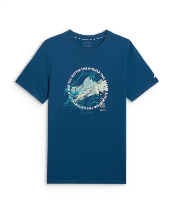 Tricou barbati  regular, imprimeu, albastru turcoaz, bumbac