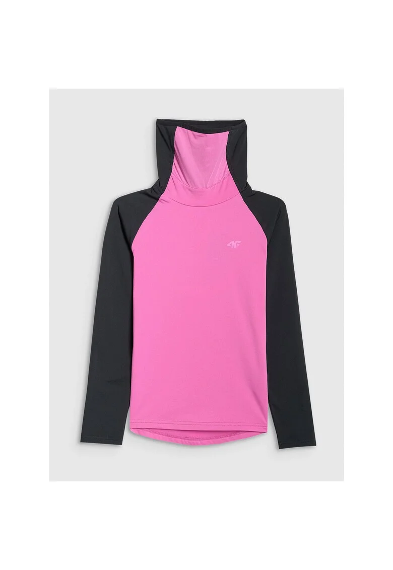 Bluza termica copii,  tehnologie 4FWarm, croiala slim, poliester, roz/negru,