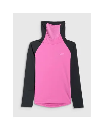 Bluza termica copii,  tehnologie 4FWarm, croiala slim, poliester, roz/negru,