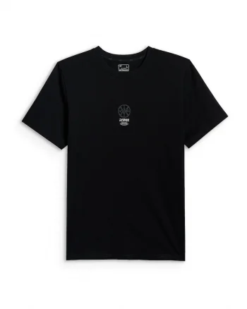 Tricou barbati  relaxed, imprimeu, negru, bumbac, Negru