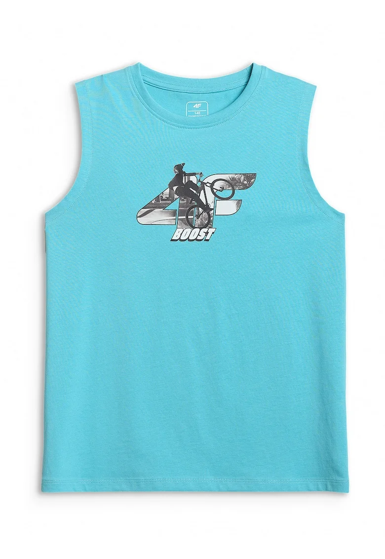 Tricou copii,  fara maneci, bumbac, albastru, Albastru