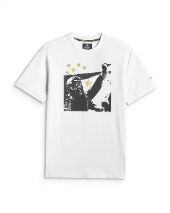 Tricou barbati  unisex, imprimeu alb, Alb
