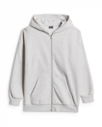 Hanorac dama,  casual, gluga, bumbac, Gri