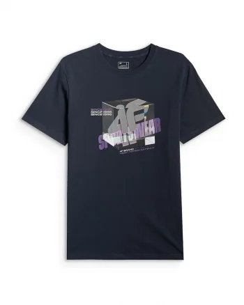 Tricou barbati  regular, bleumarin, bumbac, tricot usor