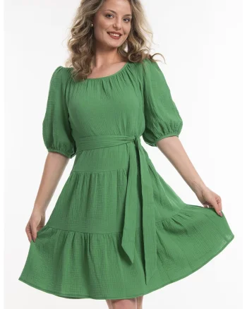 Rochie evazata cu cordon, Verde irlandez
