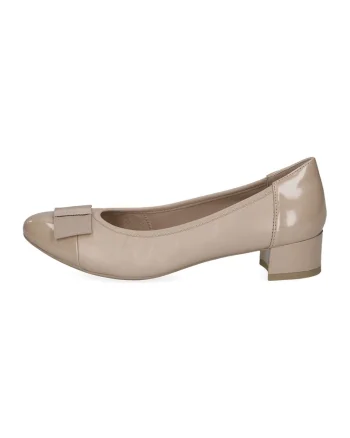 Pantofi de piele cu toc masiv, Maro deschis