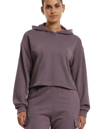 Hanorac crop cu maneci cazute, Violet prafuit