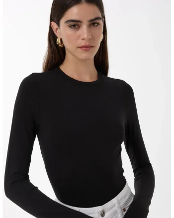 Top dama  negru bumbac, Negru