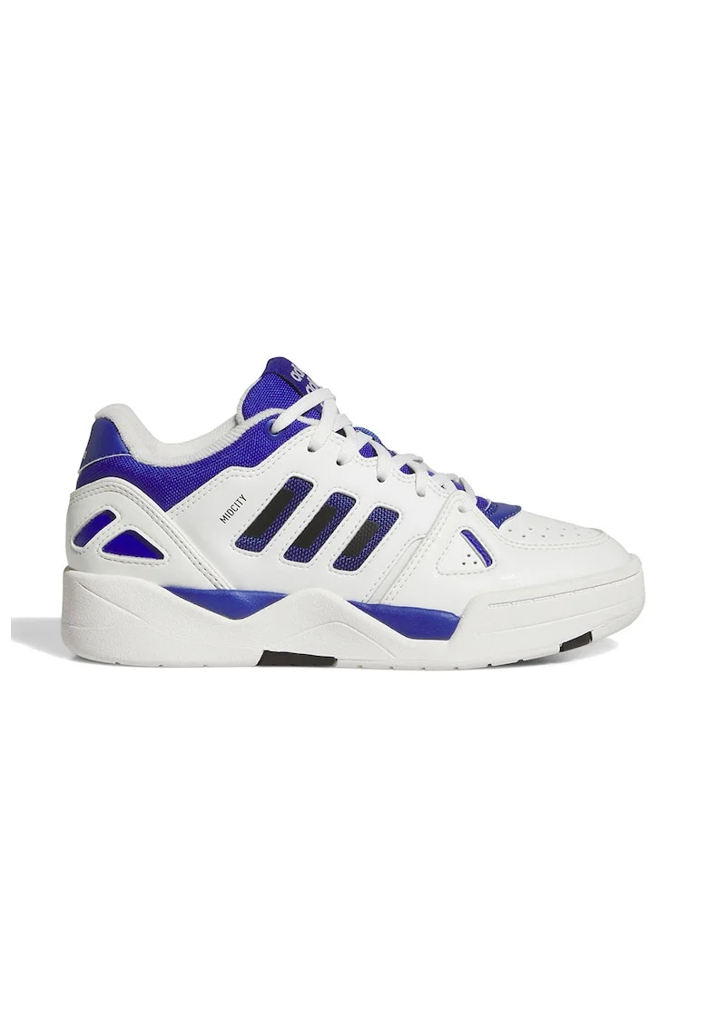 Pantofi sport de piele ecologica Midcity, Alb fildes/Albastru royal