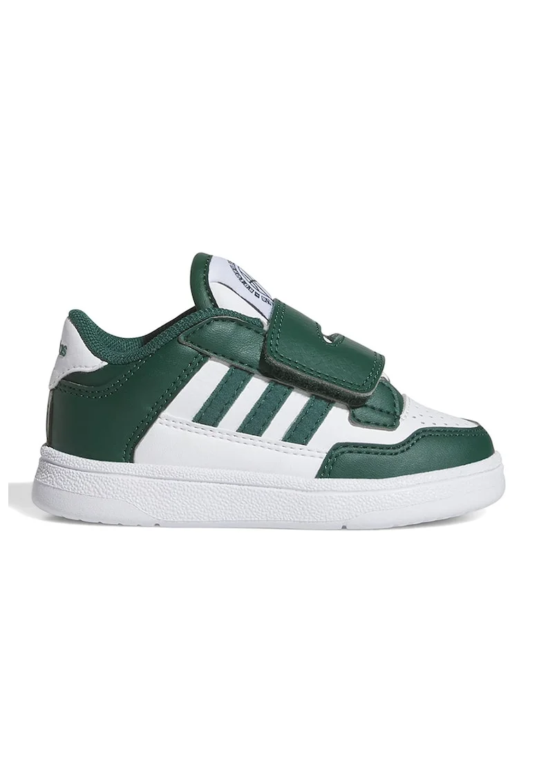 Pantofi sport din piele ecologica cu inchidere velcro Rapid Court, Alb/Verde