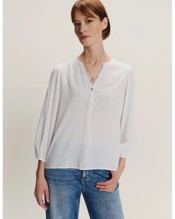 Bluza-tunica cu decolteu in V, Alb