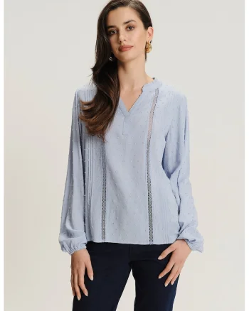 Bluza-tuica cu insertii crosetate, Albastru deschis