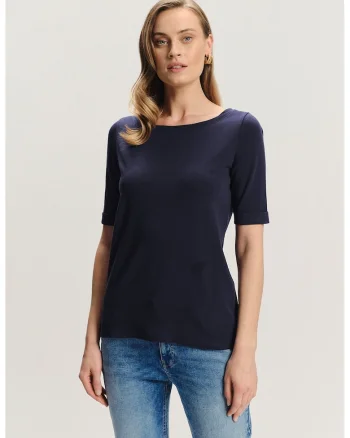 Tricou uni cu decolteu rotund, Albastru ultramarin