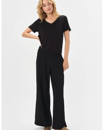 Tricou cu decolteu in V, Negru