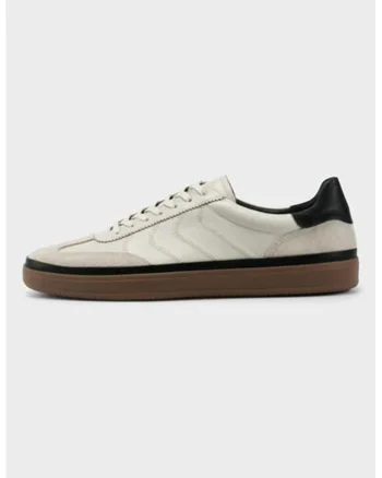Pantofi sport cu insertii de piele intoarsa, Crem