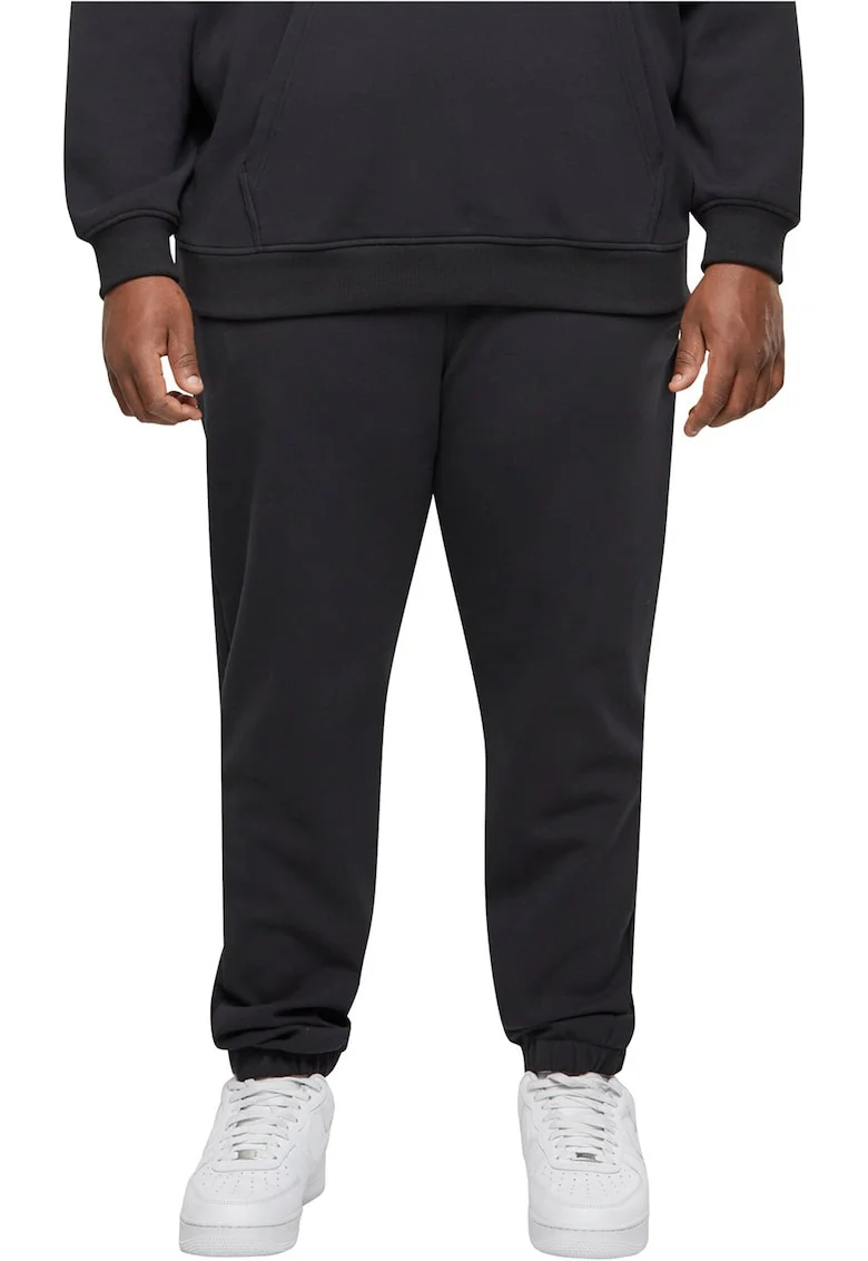Pantaloni de trening cu model uni si talie ajustabila, Negru