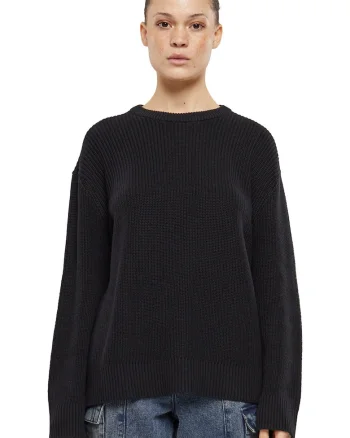 Pulover cu maneci cazute, Negru
