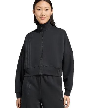 Bluza de trening crop lejera cu fermoar, Negru