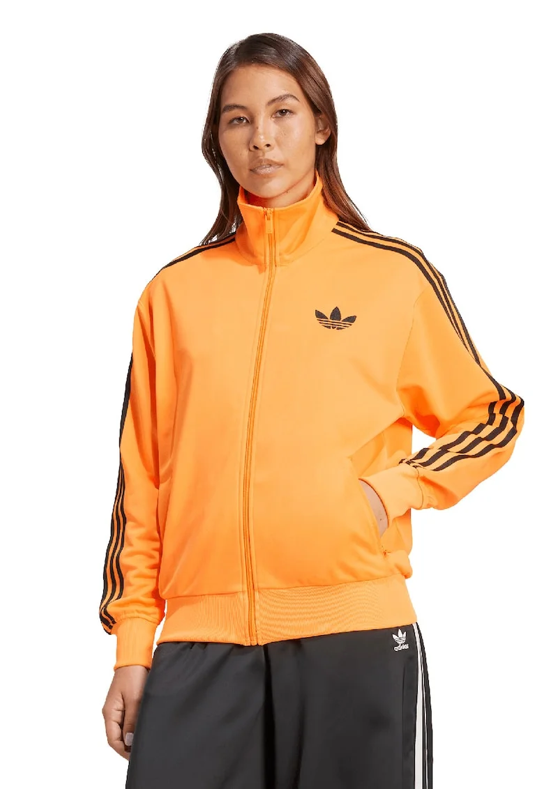 Bluza de trening cu logo si fermoar Firebird, Negru/Portocaliu