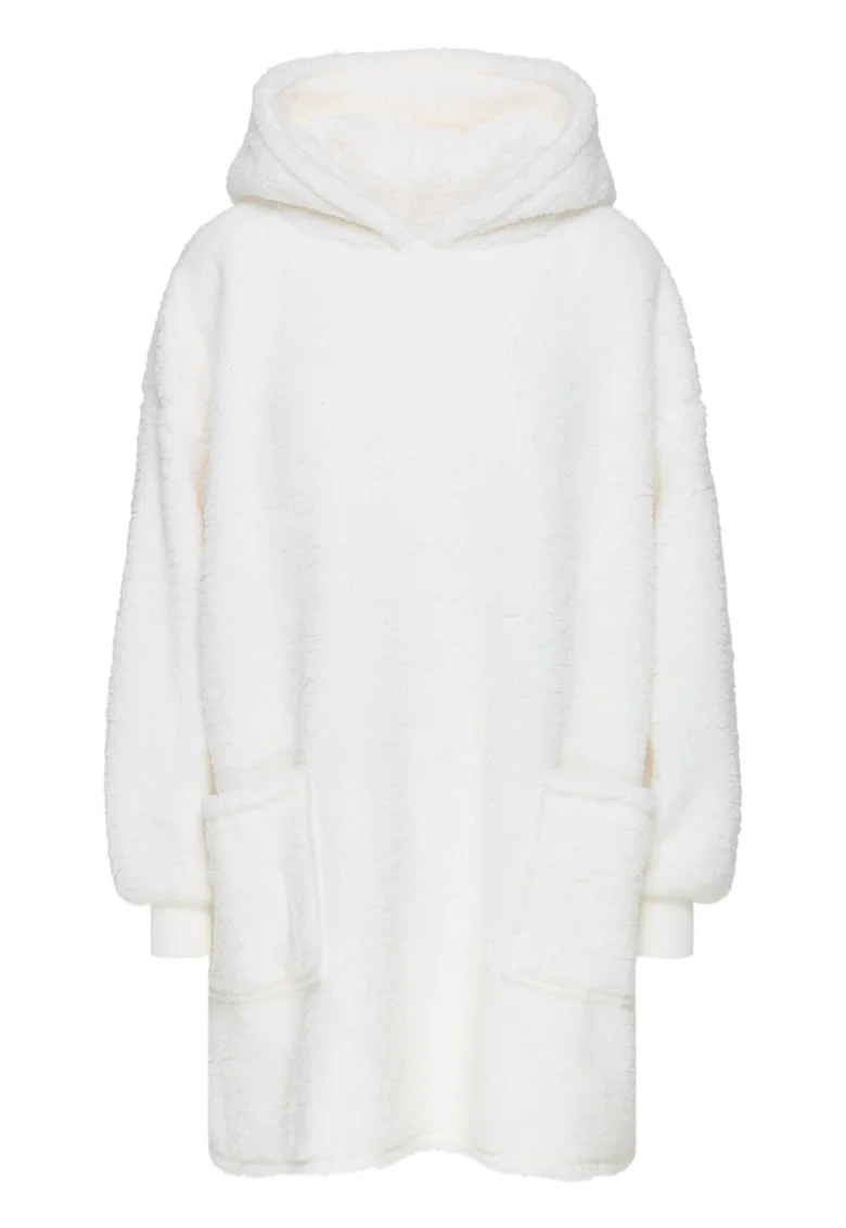 Halat dama,  Alb crem, Fleece