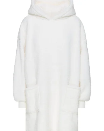 Halat dama,  Alb crem, Fleece