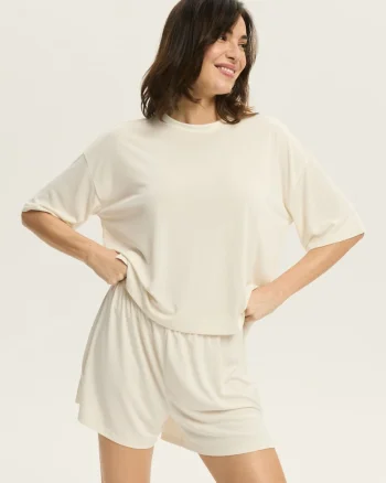 Pantaloni scurti Ruth  Alb crem, Crem