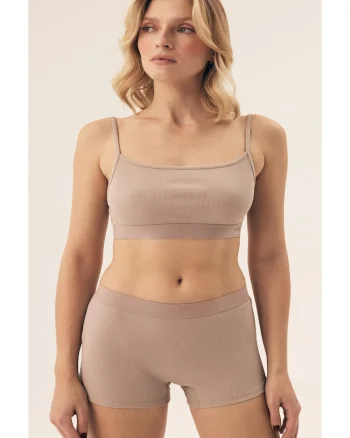 Pantaloni scurti Ryoko  bej deshis, Bej deschis melange