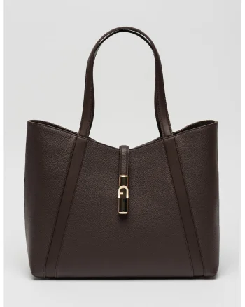 Geanta tote de piele Goccia, Maro inchis