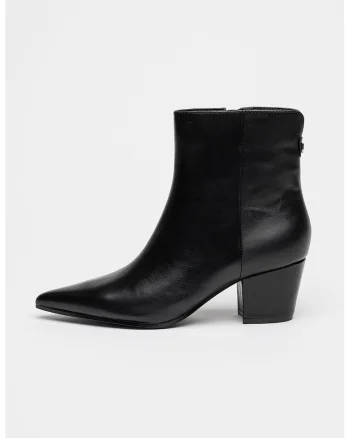 Botine de piele ecologica cu fermoar, Negru