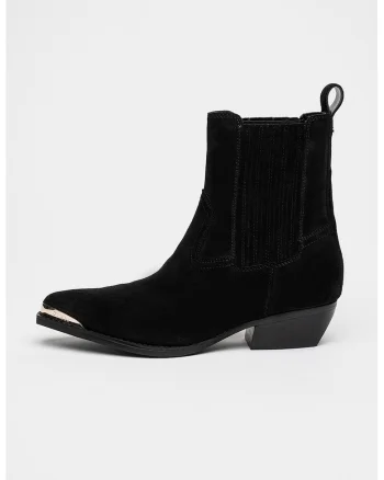 Botine de piele intoarsa cu toc cubanez Lanna, Negru