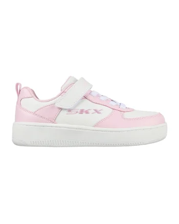 Pantofi sport de piele ecologica Sport Court 92, Alb/Roz pastel