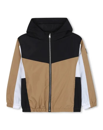 Jacheta cu gluga, Alb/Negru/Maro taupe