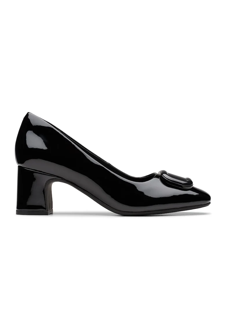 Pantofi de piele cu varf patrat Fernie, Negru