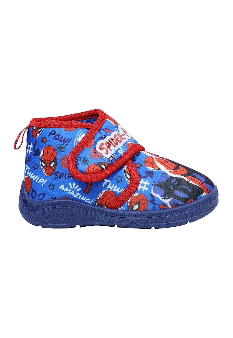 Pantofi mid-cut cu velcro Spiderman, Albastru royal/Rosu vermillion
