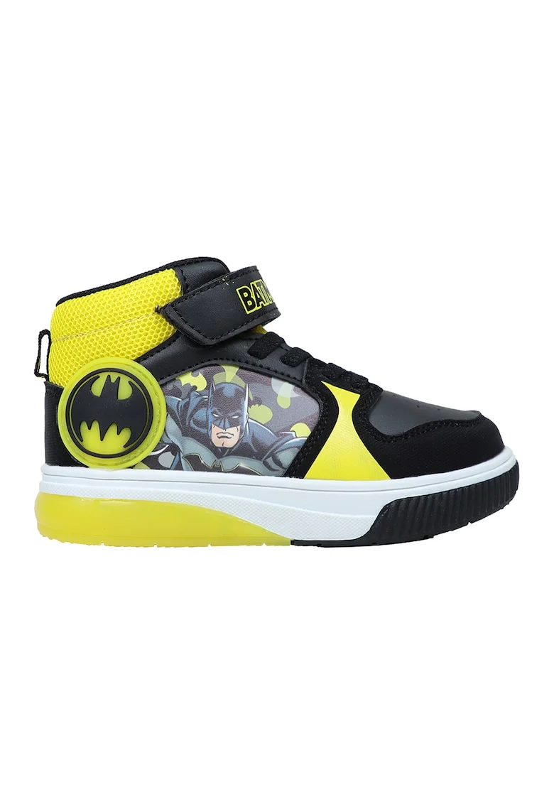 Pantofi sport cu insertii de piele ecologica Batman, Negru/Galben pai