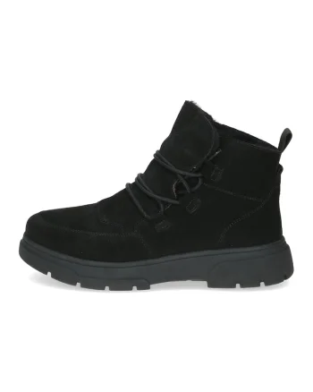 Botine de piele intorsa si material textil, Negru
