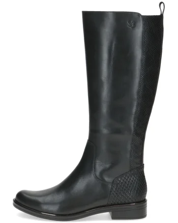 Cizme de piele cu fermoar, lungi pana la genunchi, Negru