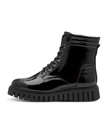 Ghete de piele lacuita cu fermoar, Negru