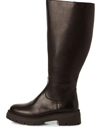 Cizme mid-calf de piele, Negru