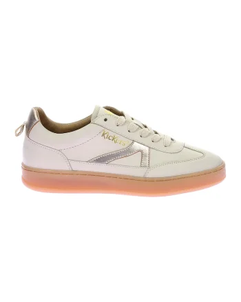Pantofi sport low cut din piele, Alb murdar/Argintiu